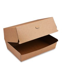 Box na hamburger PLUS, 19,5 x 13,5 x 10 cm, hnedý, nepremastiteľný [50 ks]