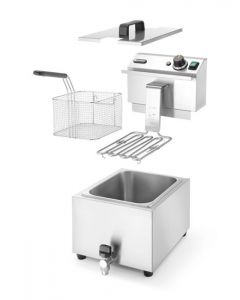Manuálna fritéza Profi Line s vypúšťacím kohútikom, 8 l, HENDI, Profi Line, 8L, Svetlošedá, 230V/3500W, 305x515x(H)354mm