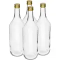 Sklenená fľaša 1 L so závitovým uzáverom – balenie 4 ks