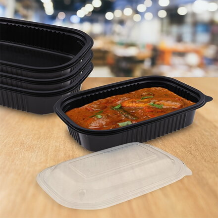 Menu misa do mikrovlnky (PP) nedelená čierna „M“ 221 × 151 mm 850 ml s viečkom 78100 v cene [50 ks] – 78185