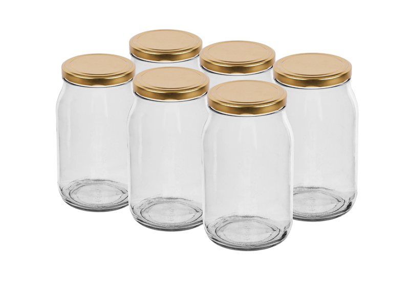 Záváracia fľaša - Pohár TO 900 ml s viečkom zlatým fi 82/6 - 6 ks.