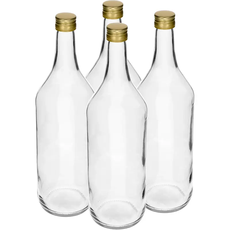 Sklenená fľaša 1 L so závitovým uzáverom – balenie 4 ks Sklenená fľaša 1 L so závitovým uzáverom – balenie 4 ks