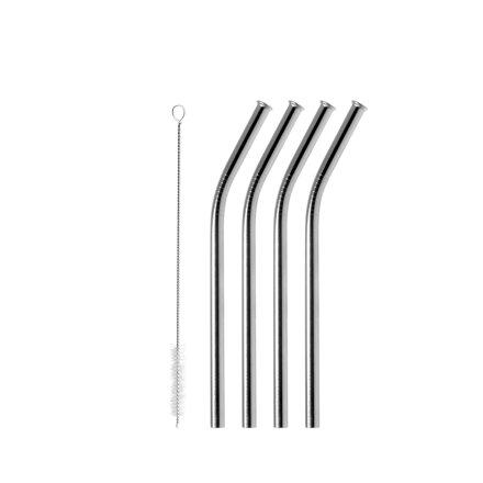 Nerezová zalomená slamka so širším priemerom (Set 4 ks)
