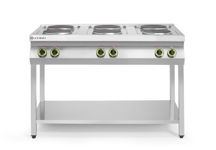 6-platňový elektrický sporák Kitchen Line na otvorenom podstavci, HENDI, Kitchen Line, 400V/15600W, 1200x700x(H)900mm