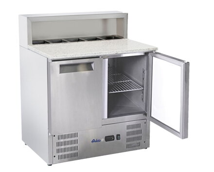Chladiaci stôl 2-dverový s nadstavbou a granitovou pracovnou doskou, Arktic, 247L, 230V/145W, 900x700x(H)1070mm