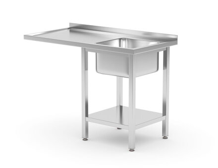 Umývací stôl s poličkou a priestorom na umývačku riadu, HENDI, Doprava, 1200x700x(H)850mm