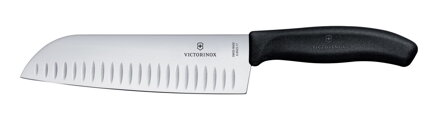 Nôž Santoku s guľatou ocieľkou, Victorinox, Čierna, (L)298mm