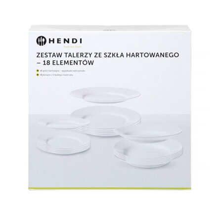 Sada tanierov z tvrdeného skla - 18 častí, HENDI, 18 ks, ⌀mm