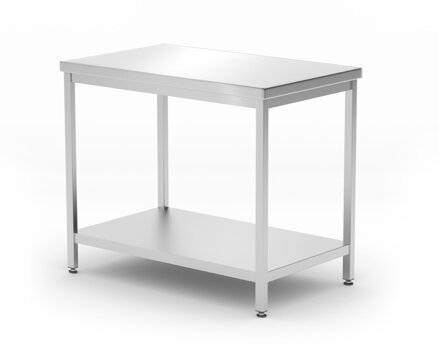 Centrálny stôl s poličkou – skrutkový, hĺbka 600 mm, HENDI, Profi Line, 1000x600x(H)850mm
