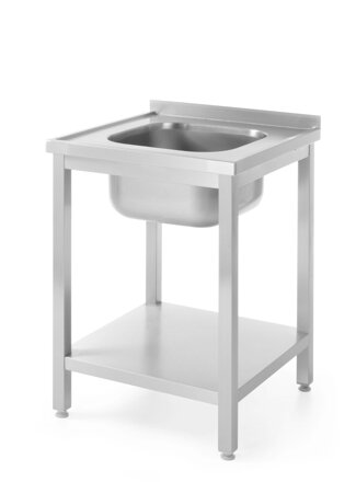 Drezový stôl s poličkou – skrutkové, hĺbka 600 mm, HENDI, Profi Line, Vycentrované, 600x600x(H)850mm