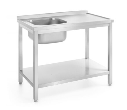 Drezový stôl s poličkou – skrutkové, hĺbka 600 mm, HENDI, Profi Line, Ľavá strana, 1000x600x(H)850mm