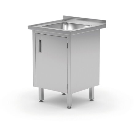 Drezový stôl, zváraný, so skrinkou a pántovými dverami, HENDI, Profi Line, 500x600x(H)850mm