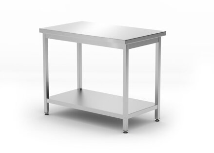 Centrálny stôl s poličkou – skrutkové, hĺbka 600 mm, HENDI, Kitchen Line, 1000x600x(H)850mm