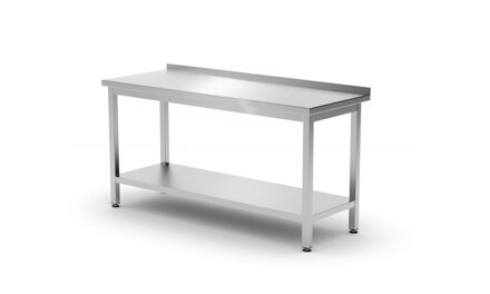 Stenový stôl s poličkou – skrutkový, hĺbka 600 mm, HENDI, Kitchen Line, 1200x600x(H)850mm