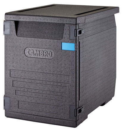 Termoizolačná nádoba Cam GoBox, spredu plniteľná, na nádoby 600x400 mm, so 6 vstavanými koľajnicami, Cambro, 126 l, so 6 koľajnicami, 126L, Čierna, 770x540x(H)687mm