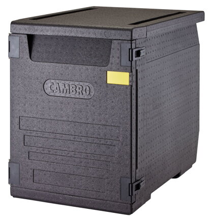 Termoizolačná nádoba Cam GoBox, spredu plniteľná, na nádoby 600x400 mm, bez koľajníc, Cambro, 155 l, bez koľajníc, 155L, Čierna, 770x540x(H)687mm