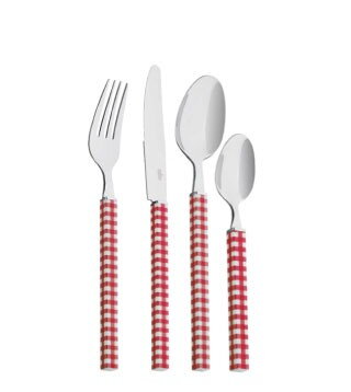 Príbor Grid - 24 dielna súprava / červená