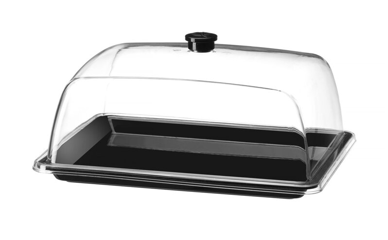 Obdĺžniková táckas s vekom, HENDI, GN 1/2, Priehľadná, 335x275x(H)165mm