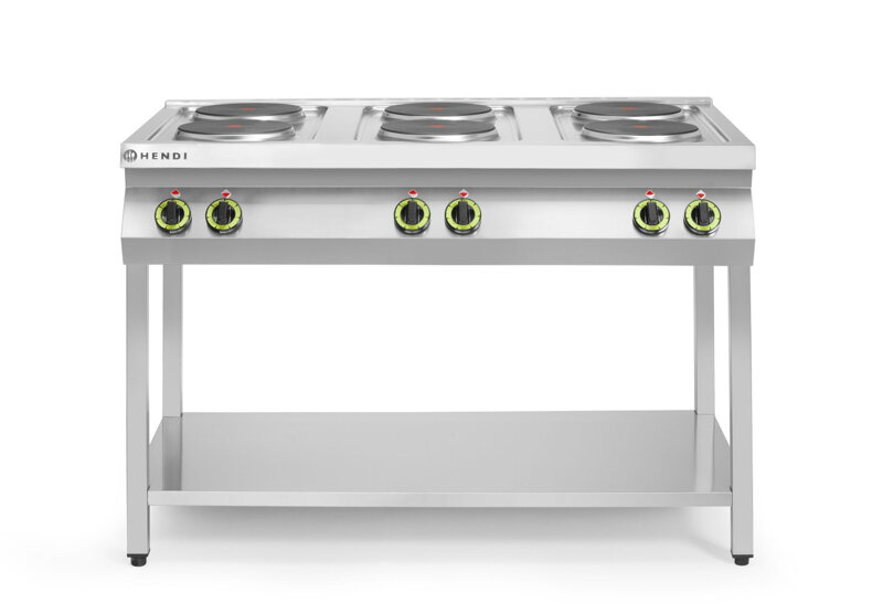 6-platňový elektrický sporák Kitchen Line na otvorenom podstavci, HENDI, Kitchen Line, 400V/15600W, 1200x700x(H)900mm
