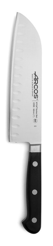 Nôž Santoku s okrajom Granton, séria ÓPERA, Arcos, Čierna, (L)303mm