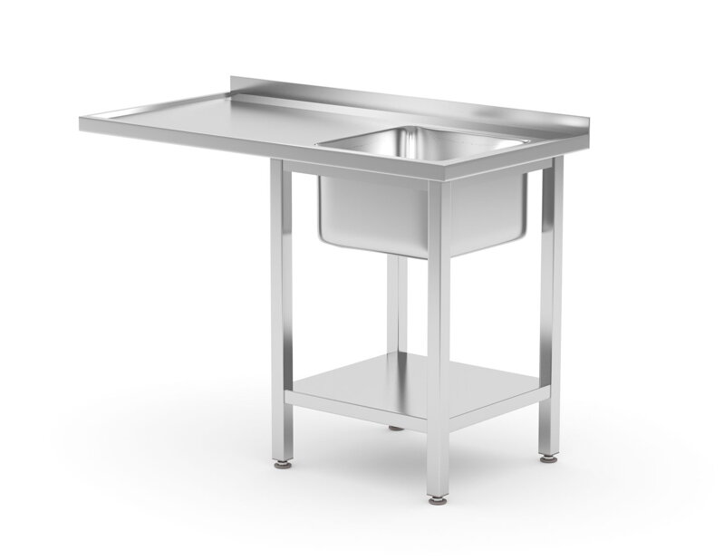 Umývací stôl s poličkou a priestorom na umývačku riadu, HENDI, Doprava, 1200x700x(H)850mm