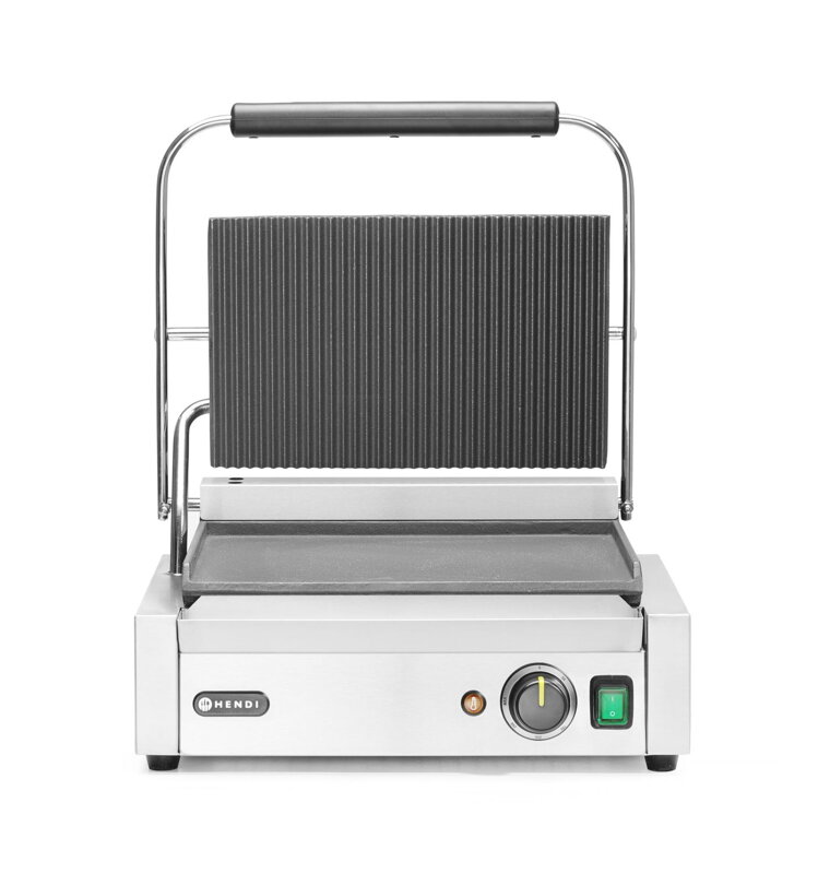Kontaktný gril Panini, HENDI, drážkovaný vrch a hladké dno, 230V/2200W, 430x375x(H)216mm