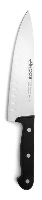 Nôž Chef s okrajom Granton, séria UNIVERSAL, Arcos, Čierna, (L)314mm