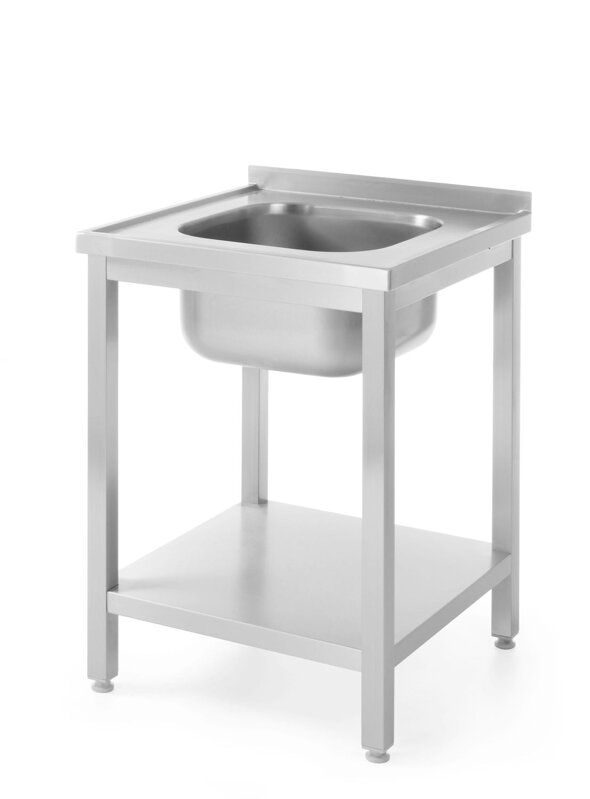 Drezový stôl s poličkou – skrutkové, hĺbka 600 mm, HENDI, Profi Line, Vycentrované, 600x600x(H)850mm