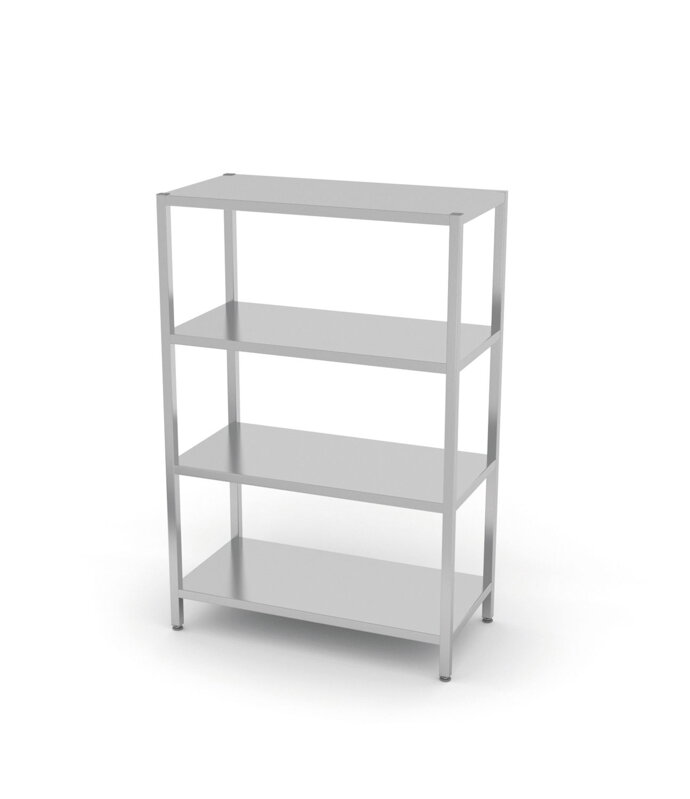 Skladovací regál so 4 plnými policami – skrutkový, HENDI, Kitchen Line, 1000x400x(H)1800mm