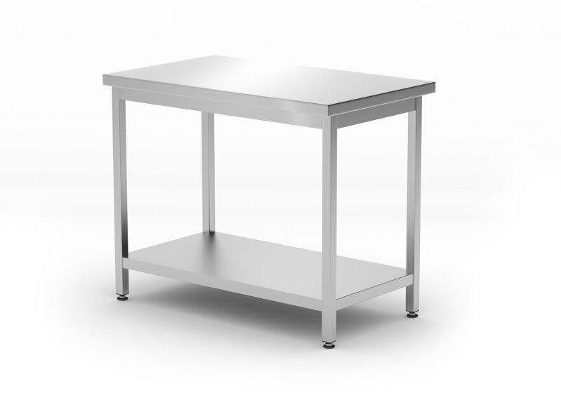 Centrálny stôl s poličkou – skrutkové, hĺbka 600 mm, HENDI, Kitchen Line, 1000x600x(H)850mm