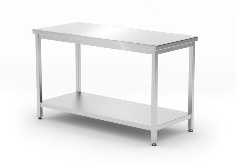 Centrálny stôl s poličkou – skrutkové, hĺbka 600 mm, HENDI, Kitchen Line, 1200x600x(H)850mm