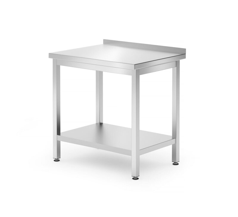 Stenový stôl s poličkou – skrutkový, hĺbka 600 mm, HENDI, Kitchen Line, 800x600x(H)850mm