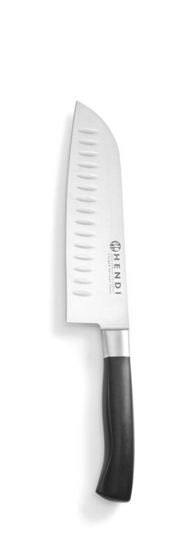 Nôž Santoku, HENDI, Profi Line, okrúhly zábrus, Čierna, (L)310mm