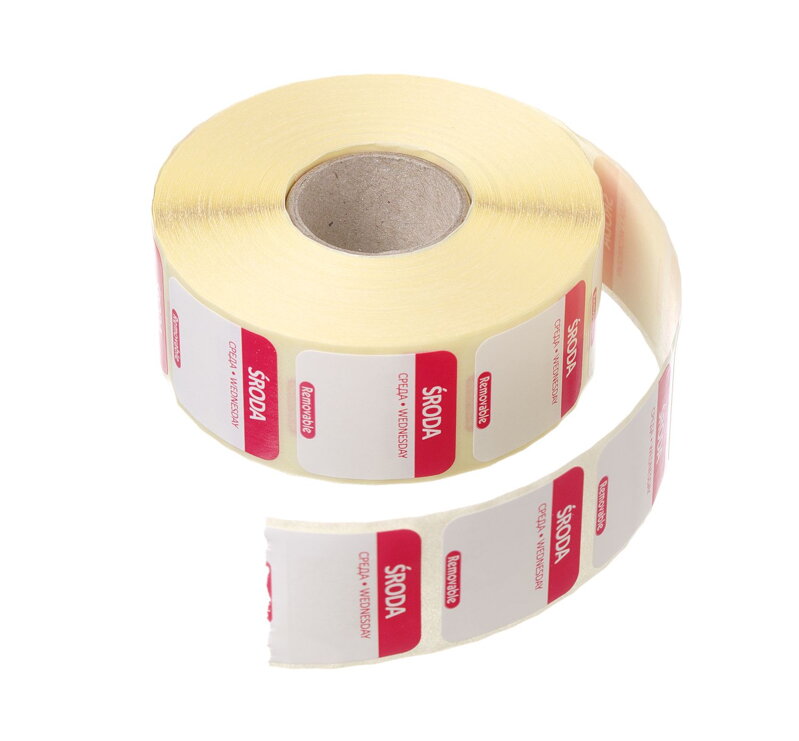 Opakovane použiteľné nálepky bezpečnosti potravín na každý deň, HENDI, 1 000 ks v kotúči, Červená, 1000 ks, 25x25mm