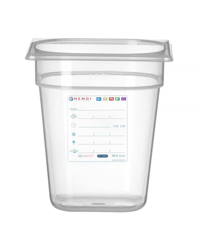 Nádoba GN 1/6, HENDI, GN 1/6, 3,4L, Priehľadná, 176x162x(H)200mm