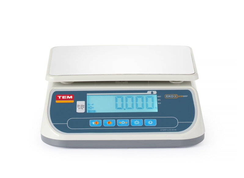 Maloobchodná váha LCD s legalizáciou, rad SRP+, 30 kg, TEM, 295x320x(H)120mm
